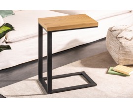 Dizajnový stolík pre laptop Manilla s prírodne hnedou drevenou vrchnou doskou a čiernou kovovou konštrukciou 61cm