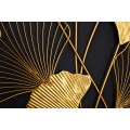 Moderná florálna nástenná kovová dekorácia Biloba I zlatej farby 110cm