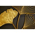 Moderný set florálnych okrúhlych nástenných kovových dekorácií Biloba II zlatej farby 40cm