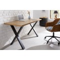 Industriálny kancelársky stôl Steele Craft z dreva s prekríženými čiernymi nohami z kovu 140cm