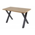 Industriálny kancelársky stôl Steele Craft z dreva s prekríženými čiernymi nohami z kovu 140cm