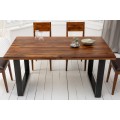 Industriálny jedálenský stôl Steele Craft z masívneho dreva sheesham s čiernymi kovovými nohami 160cm