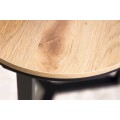 Set dvoch dizajnových okrúhlych príručných stolíkov Taller z dreva s čiernou kovovou podstavou 52cm