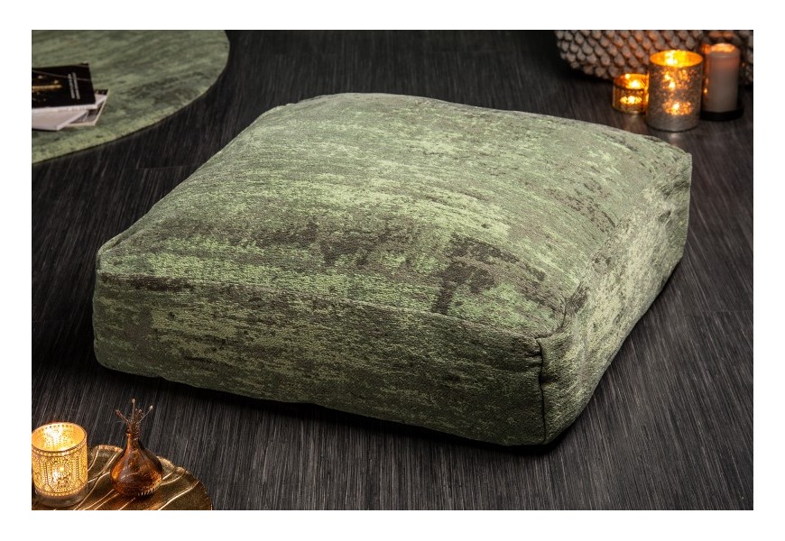 Moderný podlahový vankúš Prakka v tmavozelenom čalúnení 70cm