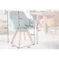 Škandinávske luxusné zamatové otočné jedálenské kreslo Caballet s opierkami na ruky a poťahom modrej farby 84cm