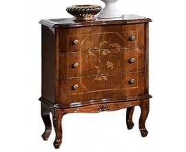 Luxusný klasický nočný stolík Clasica s tromi zásuvkami  z dreveného masívu s vyrezávanou výzdobou a chippendale nožičkami 77cm