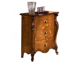 Rustikálny luxusný príručný stolík Pasiones z masívneho dreva s tromi zásuvkami a s vyrezávanými nožičkami 67cm