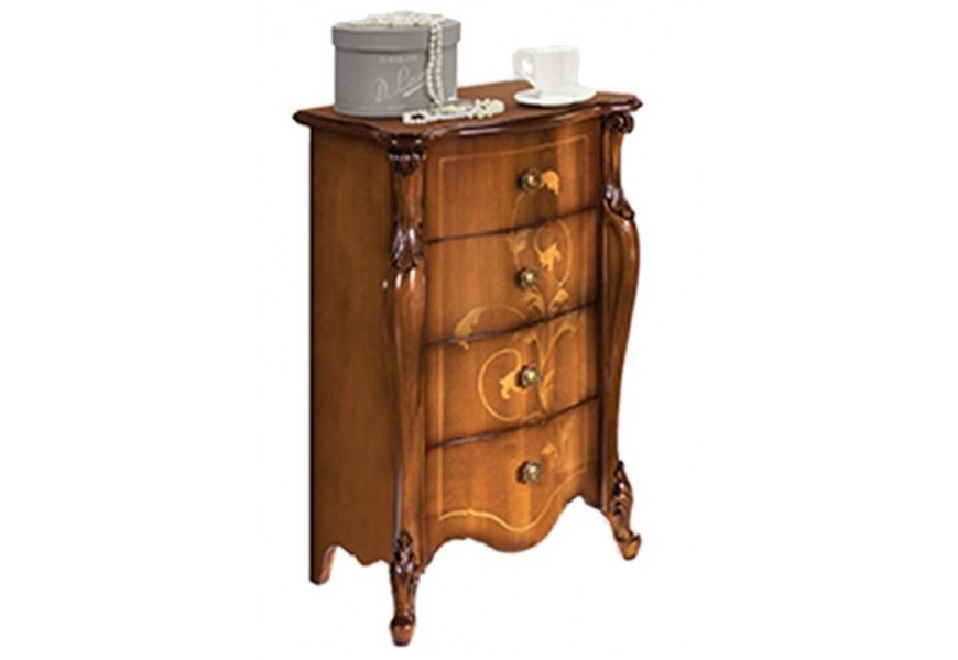 Luxusná vyrezávaná komoda Pasiones z masívu v hnedej farbe so zaoblenými líniami s ručným vyrezávaním a zdobením v barokovom štý