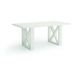 Luxusný moderný obdĺžnikový jedálenský stôl Cerdena z masívu s dvomi rámovými nohami s výstuhou v tvare X 160-180-200 cm