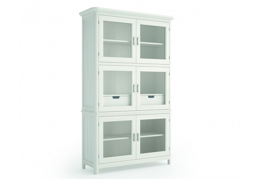 Luxusn&aacute; mas&iacute;vna vitr&iacute;na Cerdena s poličkami so sklenen&yacute;mi dvierkami 203cm