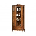 Luxusná klasická rohová vitrína Emociones z masívneho dreva s vyrezávanou výzdobou a chippendale nožičkami 184cm
