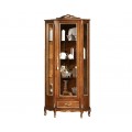 Luxusná klasická rohová vitrína Emociones z masívneho dreva s vyrezávanou výzdobou a chippendale nožičkami 184cm