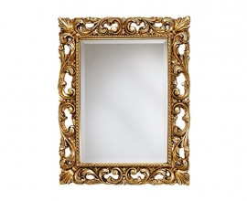 Luxusné nástenné zrkadlo s barokovým obdĺžnikovým rámom v zlatej farbe