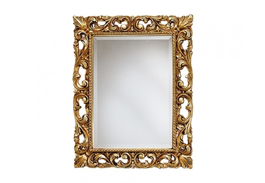 Luxusné nástenné zrkadlo s barokovým obdĺžnikovým rámom v zlatej farbe