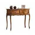 Luxusný barokový konzolový stolík s rustikálnou výzdobou a dvoma zásuvkami na nožičkách