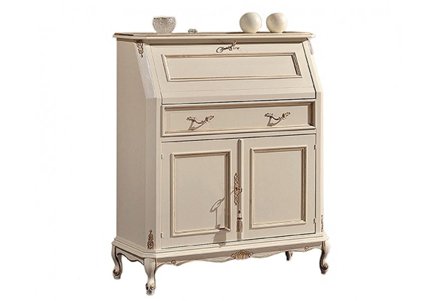 Luxusná baroková skrinka Emociones so sekretárom z masívu s dvierkami a vyklápacou doskou s úložným priestorom