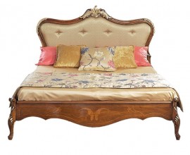 Luxusná klasická manželská posteľ Clasica z dreveného masívu s barokovou vyrezávanou výzdobou a zlatými detailmi 160cm