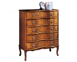 Rustikálna luxusná komoda Clasica s piatimi zásuvkami s ornamentálnym zdobením 106cm