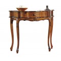 Rustikálny luxusný konzolový stolík Clasica z masívneho dreva hnedej farby s ornamentálnym zdobením 88cm