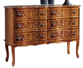 Luxusná rustikálna komoda Clasica z masívneho dreva so štestimi zásuvkami s ornamentálnym zdobením 110cm