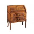 Luxusný kancelársky stolík so sekretárom Clásica hnedej farby z masívneho dreva s dvomi zásuvkami