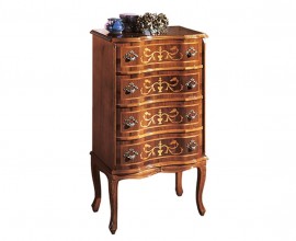 Luxusná drevená komoda Clásica v hnedej farbe so štyrmi zásuvkami s rustikálnym vyrezávaním a zdobením