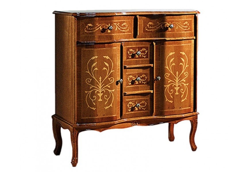 Luxusný drevený masívny príborník Clásica v rustikálnom štýle so zásuvkami a dvierkami hnedej farby