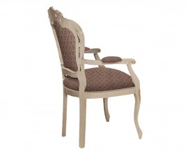 Klasická luxusná čalúnená jedálenská stolička Clasica z masívneho dreva s rustikálnym zdobením 103cm
