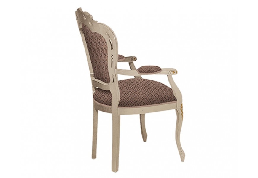 Klasická luxusná čalúnená jedálenská stolička Clasica z masívneho dreva s rustikálnym zdobením 103cm