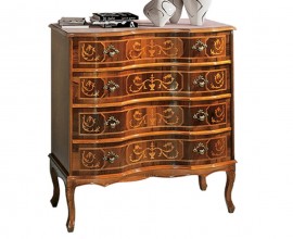 Rustikálna luxusná komoda Clasica z masívneho dreva so štyrmi zásuvkami s ornamentálnym zdobením 106cm