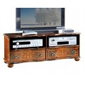 Barokový masívny TV stolík Clasica s dvomi poličkami a zásuvkami s ornamentálnym zdobením 110cm