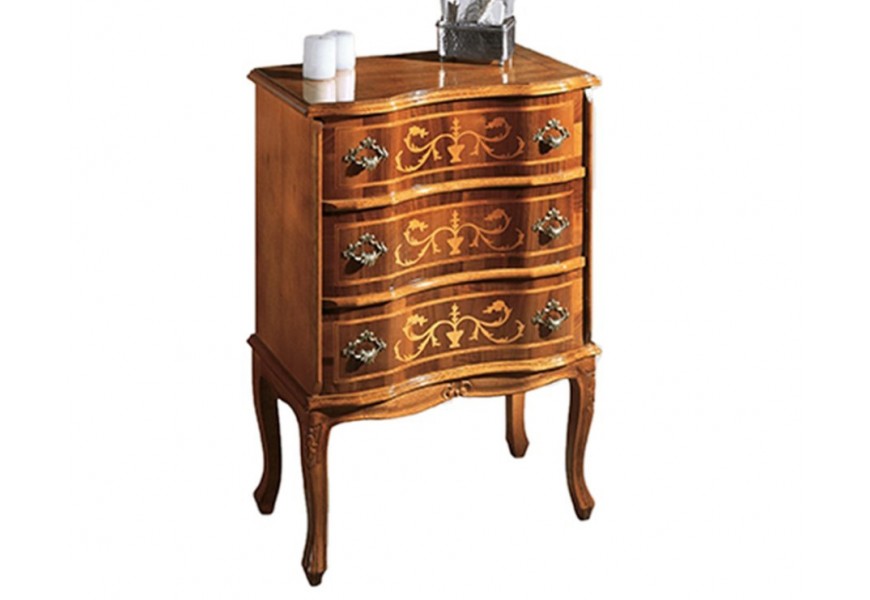 Rustikálna luxusná komoda Clasica s tromi zásuvkami a vyrezávanými nožičkami 80cm