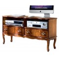 Luxusný klasický masívny TV stolík Clásica v rustikálnom štýle s dvomi poličkami a dvomi zásuvkami