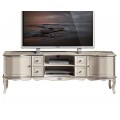 Exkluzívny rustikálny TV stolík Clásica s dvoma poličkami, štyrmi malými zásuvkami a dvomi dvierkami