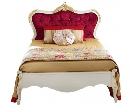 Klasická luxusná posteľ Pasiones s čalúnením a vyrezávaným zdobením 143cm