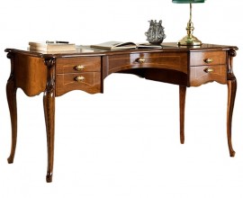 Rustikálny luxusný písací stôl Pasiones z masívneho dreva a vyrezávanými nožičkami s piatimi zásuvkami 150cm
