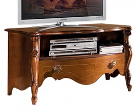 Rustikálny luxusný TV stolík Pasiones z masívneho dreva s poličkou a zásuvkou 107cm