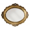 Luxusné závesné zrkadlo Pasiones so zlatým oválnym rámom s rustikálnym zdobením