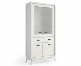 Luxusn&aacute; modern&aacute; vysok&aacute; vitr&iacute;na Rodas s dvomi sklenen&yacute;mi a dvomi dreven&yacute;mi dvierkami a z&aacute;suvkou 201 cm