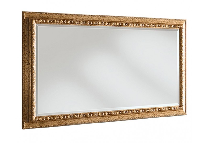 Luxusné obdĺžnikové zrkadlo so zlatým ozdobným barokovým rámom