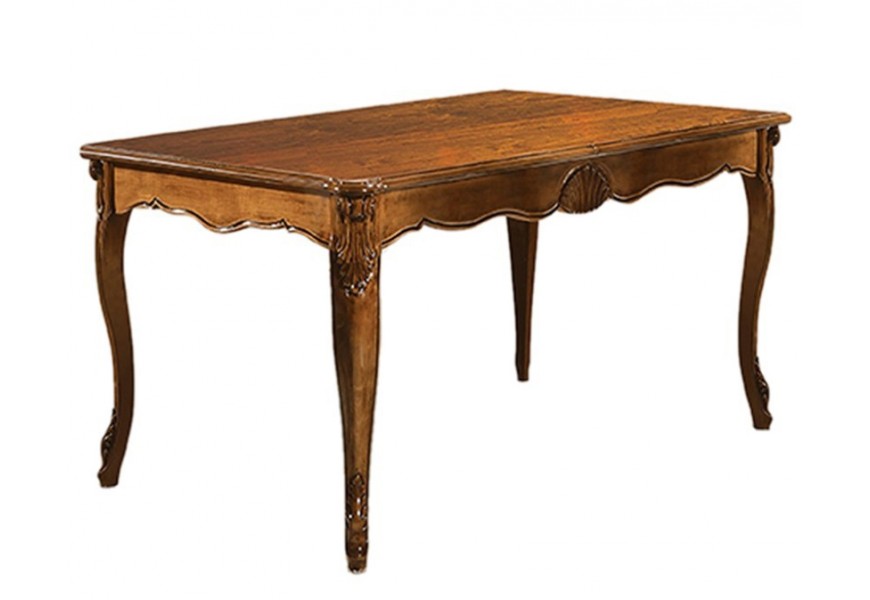 Luxusný jedálenský stôl v klasickom štýle orechovo-hnedej farby z masívu s vyrezávaním