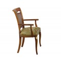 Luxusná rustikálna čalúnená jedálenská stolička z masívu orechovo-hnedej farby s opierkami