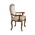 Klasická jedálenská stolička Pasiones s opierkami z hnedého masívu v zamatovom polstrovaní krémovej farby