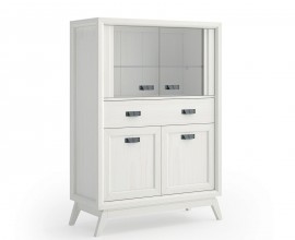 Luxusn&aacute; modern&aacute; mas&iacute;vna n&iacute;zka vitr&iacute;na Rodas s dvomi sklenen&yacute;mi a dvomi pln&yacute;mi dvierkami s jednou z&aacute;suvkou 140 cm