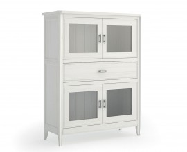 Luxusn&aacute; dizajnov&aacute; vitr&iacute;na z mas&iacute;vu Genova v modernom &scaron;t&yacute;le s presklen&yacute;mi dvierkami a stredovou z&aacute;suvkou 140cm