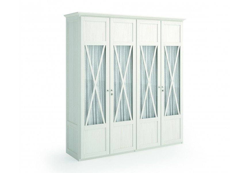 Moderná masívna šatníková skriňa Verona s presklenými dvierkami s prekríženým motívom 240cm 