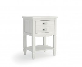 Luxusný vidiecky masívny nočný stolík Amberes s dvomi zásuvkami a policou s vyrezávaným zdobením 69 cm