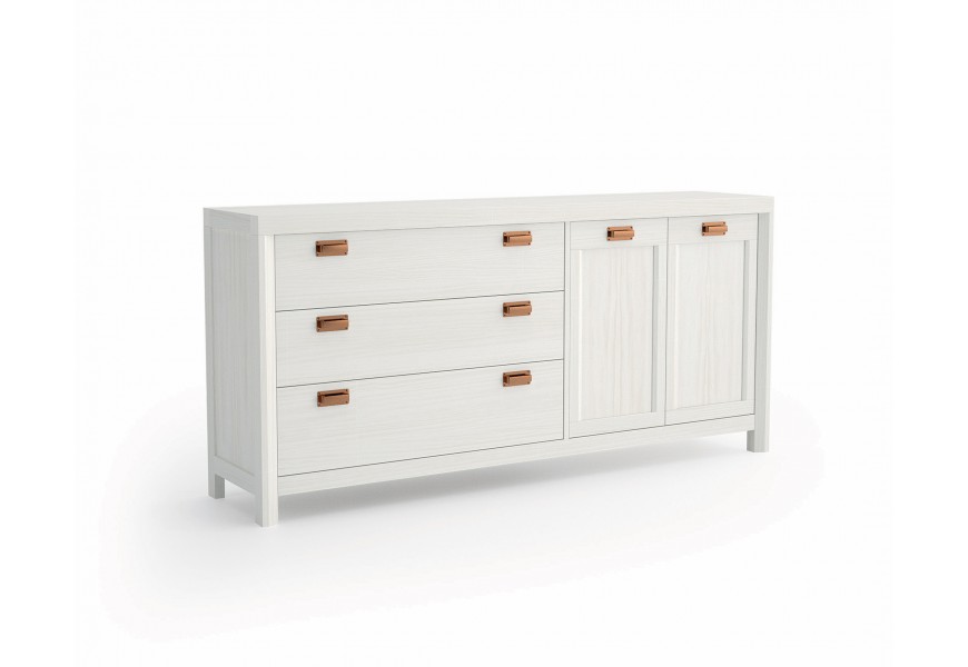 Moderný príborník Lyon v luxusnom masívnom prevedení s párom dvierok a troma zásuvkami