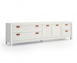 Mas&iacute;vny dizajnov&yacute; TV stol&iacute;k Lyon v modernom &scaron;t&yacute;le so z&aacute;suvkami a dvierkami 231cm