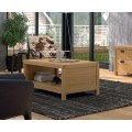 Luxusný dizajnový konferenčný stolík Lyon z masívneho dreva s poličkou obĺžnikový